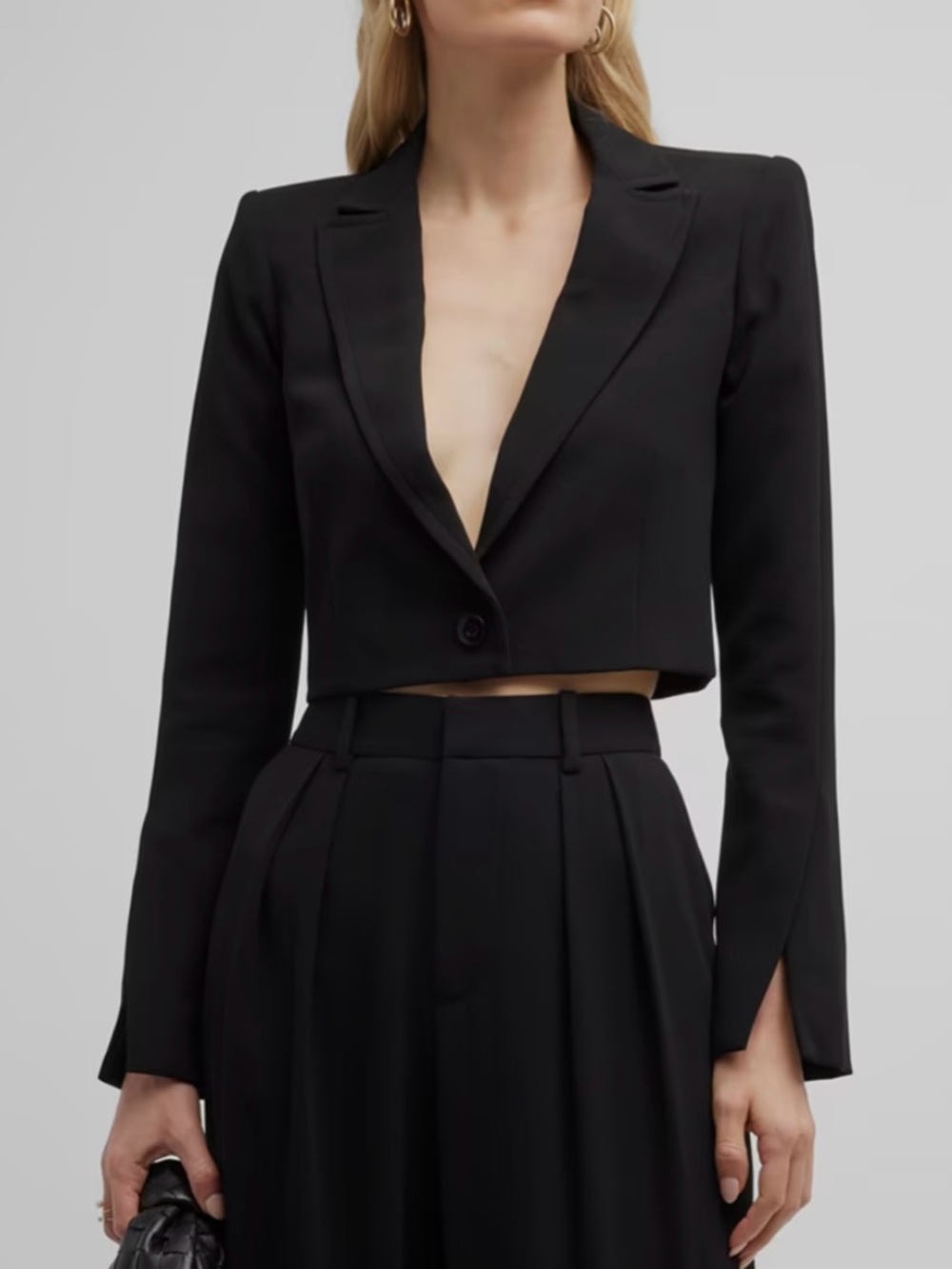 Alice + Olivia Tailored Cropped Black Blazer